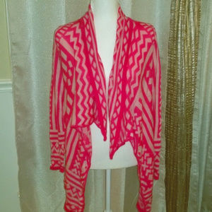 Say What? Hot Pink Patterned Cardigan Sweater